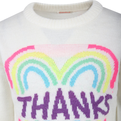 Shop Billieblush Ivory Sweater For Girl With Heart And Writing