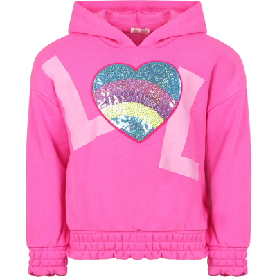 Shop Billieblush Fuchsia Sweatshirt For Girl With Heart In Pink