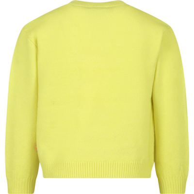 Shop Billieblush Yellow Sweater For Girl With Multicolor Writing