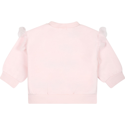Shop Billieblush Pink Sweatshirt For Baby Girls With Multicolor Print
