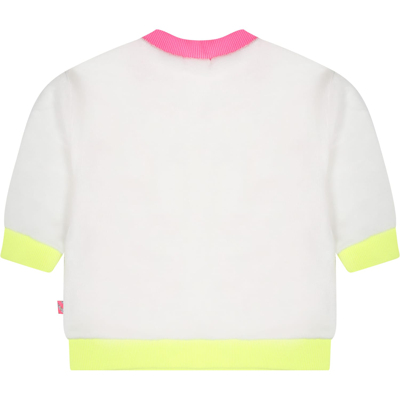 Shop Billieblush Ivory Sweatshirt For Baby Girl With Llama In White