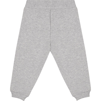 Shop Moschino Grey Tracksuit Trousers For Baby Kids With Logo
