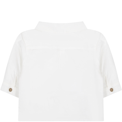 Shop Petit Bateau White Shirt For Baby Boy With Logo