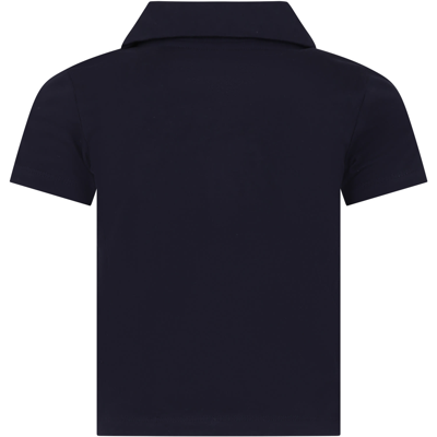 Shop Petit Bateau Blue Polo Shirt For Boy With Logo