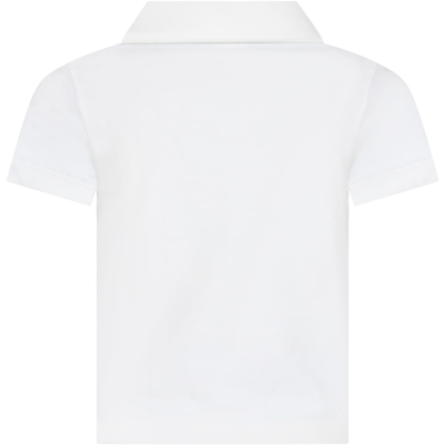 Shop Petit Bateau White Polo Shirt For Boy With Logo