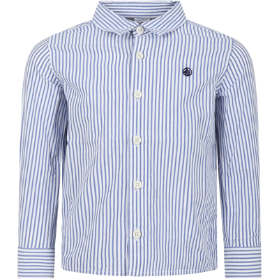Shop Petit Bateau Light Blue Shirt For Boy With Logo