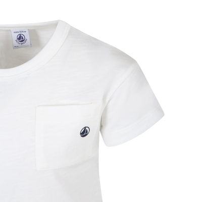 Shop Petit Bateau White T-shirt For Kids