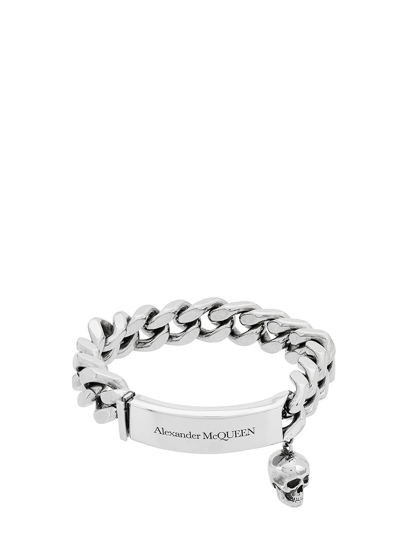 Shop Alexander Mcqueen Identity Bracelet In Silver