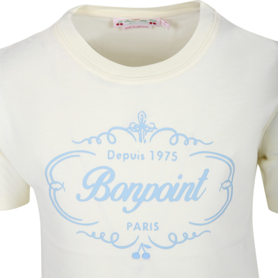 Shop Bonpoint Ivory T-shirt For Girl With Logo