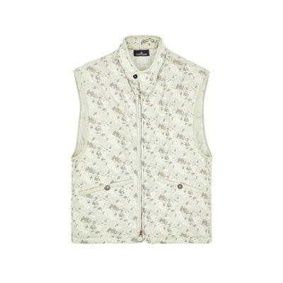 Shop Stone Island Printed Brushed Gilet In Green