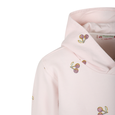 Shop Bonpoint Pink Sweatshirt For Girl With All-over Cherries