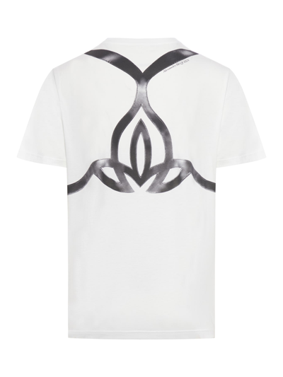 Shop Alexander Mcqueen T-shirt Lthr Seal Hrnss Prt In White Black