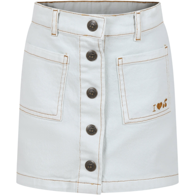 Shop Bonpoint Denim Skirt For Girl With Buttons On The Front