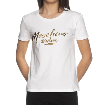 Shop Moschino Swim Cotton Logo T-shirt In White