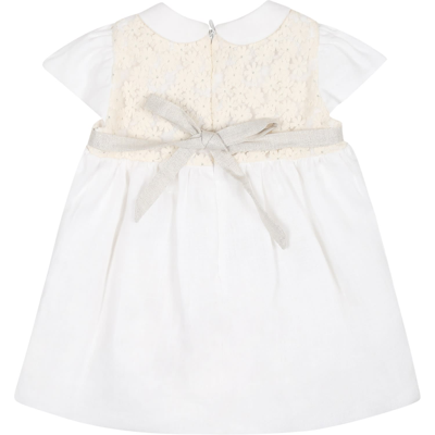 Shop La Stupenderia White Dress For Baby Girl With Little Flowers