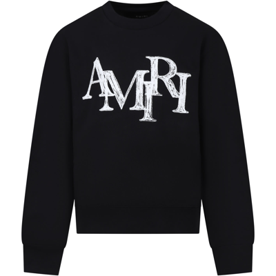 Shop Amiri Black Sweatshirt For Kids With Logo