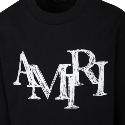 Shop Amiri Black Sweatshirt For Kids With Logo