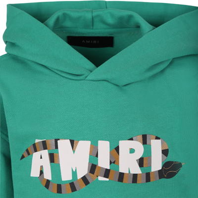 Shop Amiri Green Sweatshirt For Kids With Snake And Logo