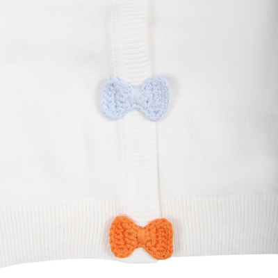 Shop Stella Mccartney White Cardigan For Baby Girl With Multicolor Bows