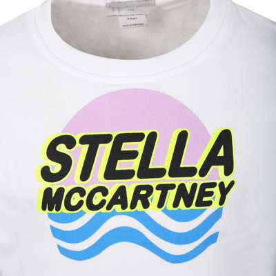 Shop Stella Mccartney White Sweatshirt For Girl With Multicolor Logo
