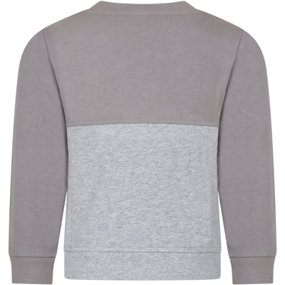 Shop Stella Mccartney Gray Sweatshirt For Boy With Shark In Grey