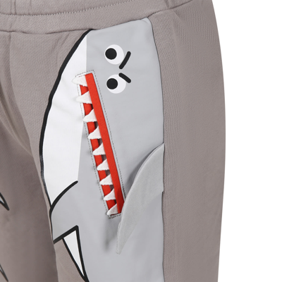 Shop Stella Mccartney Gray Shorts For Boy With Sharks In Grey
