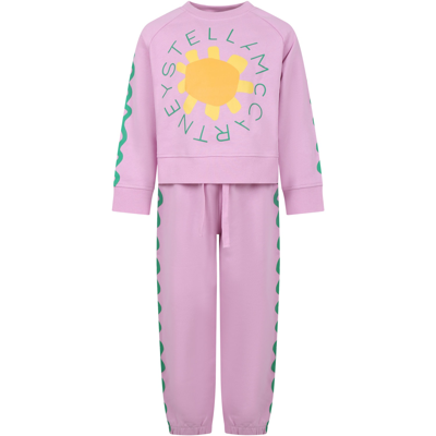 Shop Stella Mccartney Pink Set For Girl With Logo
