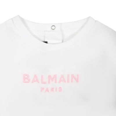 Shop Balmain White T-shirt For Baby Girl With Logo