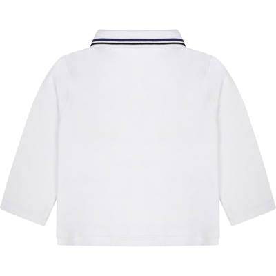 Shop Armani Collezioni White Polo Shirt For Baby Boy With Logo