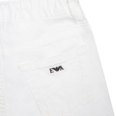 Shop Armani Collezioni White Trousers For Baby Boy With Logo