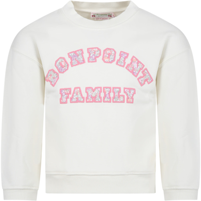 Shop Bonpoint Ivory Sweatshirt For Girl With Logo