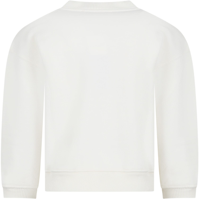 Shop Bonpoint Ivory Sweatshirt For Girl With Logo