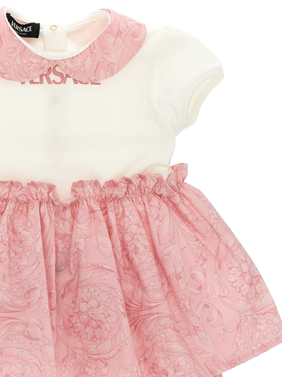 Shop Versace Barocco Logo Dress + Culotte In Pink