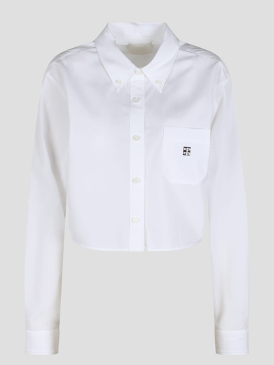 Shop Givenchy Poplin Cropped Shirt In White
