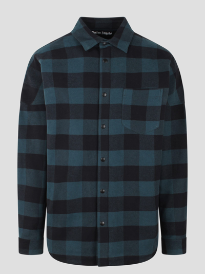 Shop Palm Angels Checked Overshirt In Black