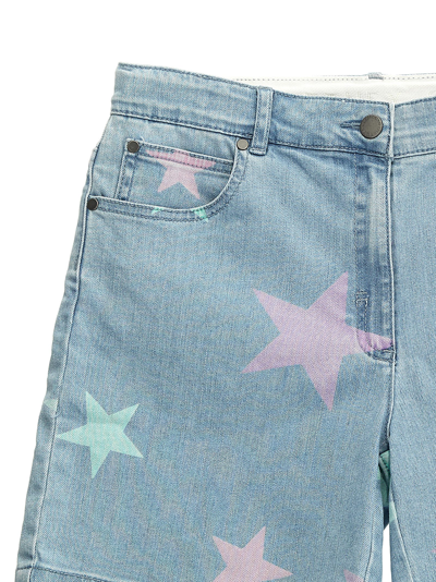Shop Stella Mccartney Printed Denim Shorts In Light Blue