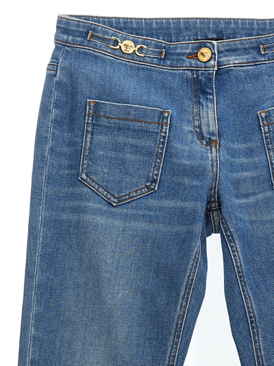 Versace Star-print Flared Denim Trousers In Blue