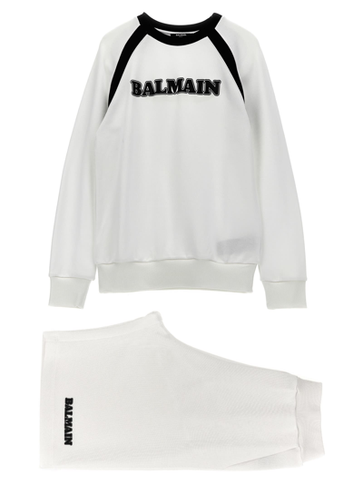 Shop Balmain Logo Print Tracksuit In White/black