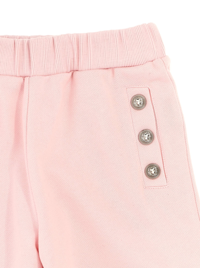 Shop Balmain Logo Buttons Shorts In Pink