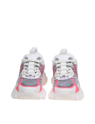 Shop Balmain B-east Sneakers In Mix Of White And Pink Materials In Blanc Rose