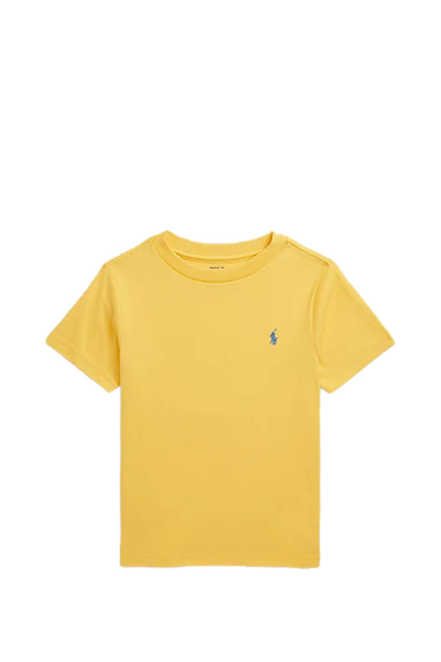 Shop Ralph Lauren Crew Neck Sweater In Cotton Jersey In Yellow
