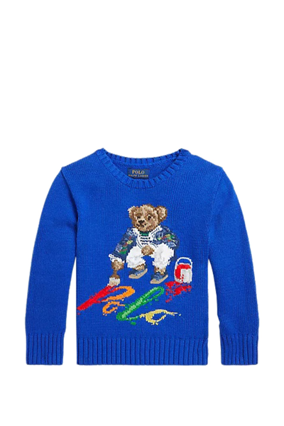 Shop Ralph Lauren Polo Bear Cotton Sweater In Light Blue