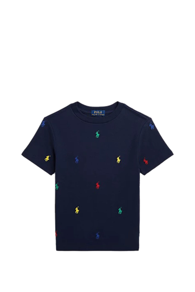 Shop Ralph Lauren Pique T-shirt With Pony Polo In Blu Navy