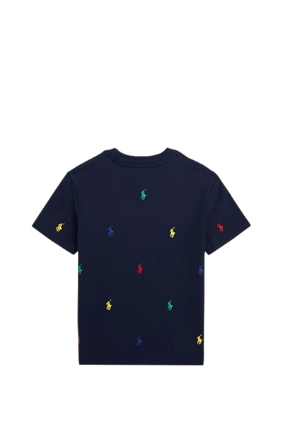 Shop Ralph Lauren Pique T-shirt With Pony Polo In Blu Navy