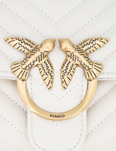 Shop Pinko Bag In Bianco Seta Antique Gold