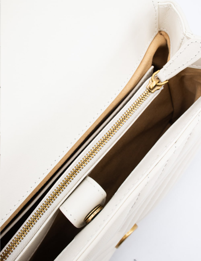 Shop Pinko Bag In Bianco Seta Antique Gold