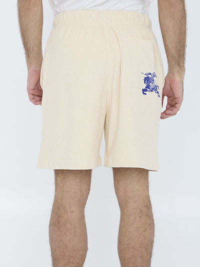 Shop Burberry Cotton Towelling Shorts In Beige