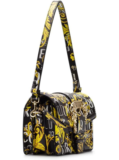Shop Versace Jeans Couture Bags Range F - Couture 01, Sketch 1 Logo Couture Saffiano In Black/gold