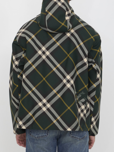 Shop Burberry Check Jacket In Green