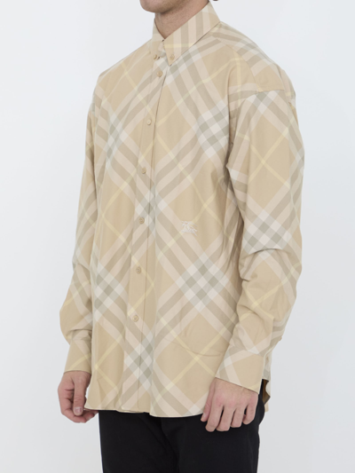 Shop Burberry Check Cotton Shirt In Beige